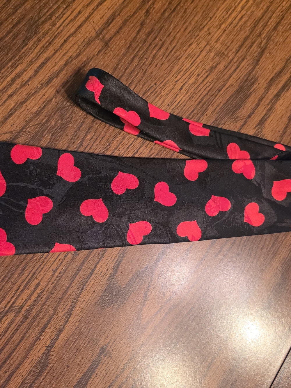 Moschino Black Tie with Red Heart Motif